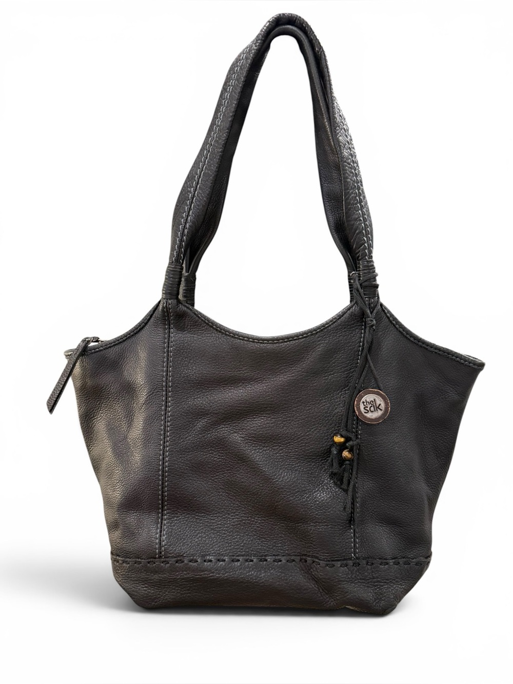 The Sak Indio Black Leather Slouchy Large Hobo Bucket Tote